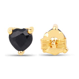 0.70 ct Genuine Black Sapphire 14K Yellow Gold Earrings