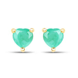0.50 carat Genuine Emerald 10K Yellow Gold Earrings
