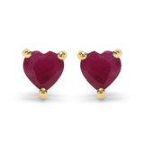 0.70 ct Genuine Ruby 10K Yellow Gold Earrings