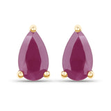 0.50 Carat Genuine Ruby 10K Yellow Gold Earrings