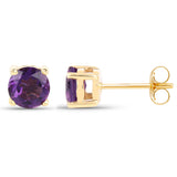 0.48 Carat Genuine Amethyst 10K Yellow Gold Earrings