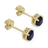 0.70 Carat Genuine Blue Sapphire 10K Yellow Gold Earrings