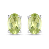 0.96 Carat Genuine Peridot .925 Sterling Silver Earrings