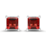 2.64 Carat Genuine Garnet .925 Sterling Silver Earrings