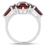 3.71 ct. Genuine Garnet .925 Sterling Silver Ring