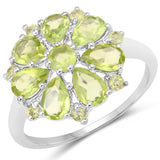 3.40 Carat Genuine Peridot .925 Sterling Silver Ring