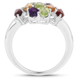 2.45 Carat Genuine Multi Stones .925 Sterling Silver Ring