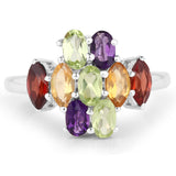 2.45 Carat Genuine Multi Stones .925 Sterling Silver Ring