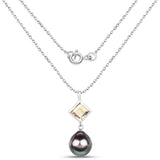 1.65 Carat Genuine Citrine and Tahitian Cultured Pearl .925 Sterling Silver Pendant