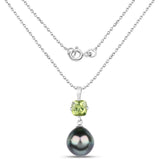 1.05 Carat Genuine Peridot and Tahitian Cultured Pearl .925 Sterling Silver Pendant