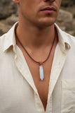 Handmade Rustic Wire Wrapped Gemstone Leather Necklace