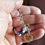 Sterling Silver Wire Wrapped Red White Blue Glass Bottle  Phone Charm by Alexa Martha Designs