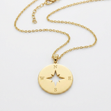 RCJ - 14K Yellow Gold Necklace with Compass - 18 - Gold - View 2