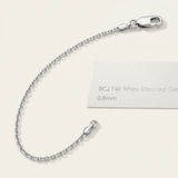 14k White Diamond Cut Cable Link Chain 0.8mm — 16 / Silver — view 2