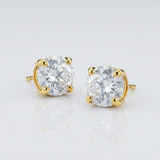 RCJ - 14k Yellow Gold 8.0mm Round CZ Stud Earrings - One Size - Gold - View 3