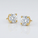 RCJ - 14k Yellow Gold 8.0mm Round CZ Stud Earrings - One Size - Gold - View 4