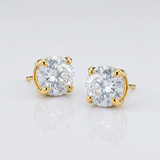 RCJ - 14k Yellow Gold 8.0mm Round CZ Stud Earrings - One Size - Gold - View 2