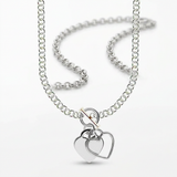 Sterling Silver Rhodium Plated Rolo Chain Necklace with a Heart Toggle Charm — 16 / Silver — view 3