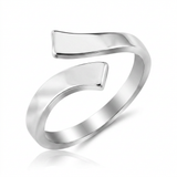 RCJ - Sterling Silver Rhodium Plated Overlap Style Polished Toe Ring - One Size - Silver - View 4