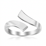 RCJ - Sterling Silver Rhodium Plated Overlap Style Polished Toe Ring - One Size - Silver - View 2
