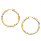 RCJ - 14k Two Tone Gold Polished Hoop Earrings (30 mm) - One Size - Gold - View 4