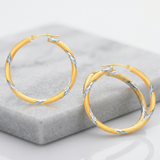 RCJ - 14k Two Tone Gold Polished Hoop Earrings (30 mm) - One Size - Gold - View 3