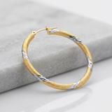 RCJ - 14k Two Tone Gold Polished Hoop Earrings (30 mm) - One Size - Gold - View 2