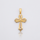 RCJ - 14k Two-Tone Gold Fancy Cross Pendant with Diamond Cuts - One Size - Gold - View 2