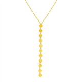 RCJ - 14k Yellow Gold Lariat Style Necklace with Disks - 17 - Gold - View 2