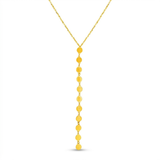 RCJ - 14k Yellow Gold Lariat Style Necklace with Disks - 17 - Gold - View 3