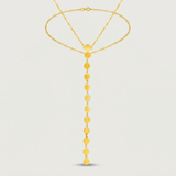 RCJ - 14k Yellow Gold Lariat Style Necklace with Disks - 17 - Gold - View 4