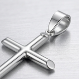 RCJ - 14k White Gold Slim Cross with Tapered Ends Pendant - One Size - Silver - View 4