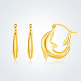 RCJ - 14 k Yellow Gold Dolphin Hoop Earrings - One Size - Gold - View 2