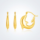 RCJ - 14 k Yellow Gold Dolphin Hoop Earrings - One Size - Gold - View 4