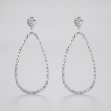 RCJ - 14k White Gold Textured Teardrop Motif Post Earrings - One Size - Silver - View 2