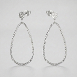RCJ - 14k White Gold Textured Teardrop Motif Post Earrings - One Size - Silver - View 4