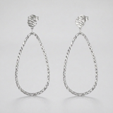 RCJ - 14k White Gold Textured Teardrop Motif Post Earrings - One Size - Silver - View 3