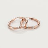 RCJ - 14k Rose Gold Fancy Diamond Cut Hoop Earrings (25mm Diameter) - One Size - Pink - View 4