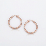 RCJ - 14k Rose Gold Fancy Diamond Cut Hoop Earrings (25mm Diameter) - One Size - Pink - View 3