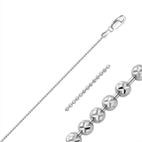 14k White Gold Diamond-Cut Bead Chain 1.2mm — 16 / Silver — view 2