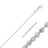 14k White Gold Diamond-Cut Bead Chain 1.2mm — 16 / Silver — view 2