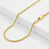 RCJ - 14k Yellow Gold Diamond Cut Rope Anklet 1.5mm - 10 - Gold - View 2