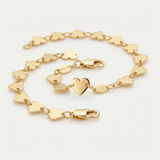 RCJ - 14k Yellow Gold 7 inch Mirrored Heart Chain Bracelet - Gold - View 2