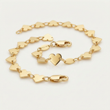 RCJ - 14k Yellow Gold 7 inch Mirrored Heart Chain Bracelet - Gold - View 3