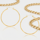 RCJ - 14k Yellow Gold Fancy Diamond Cut Extra Large Hoop Earrings (45mm Diameter) - One Size - Gold - View 3