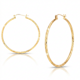 RCJ - 14k Yellow Gold Fancy Diamond Cut Extra Large Hoop Earrings (45mm Diameter) - One Size - Gold - View 4