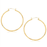 RCJ - 14k Yellow Gold Fancy Diamond Cut Extra Large Hoop Earrings (45mm Diameter) - One Size - Gold - View 2