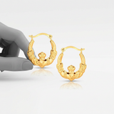 RCJ - 10k Yellow Gold Claddagh Hoop Earrings - One Size - Gold - View 2
