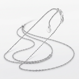 RCJ - 10k White Gold Adjustable Rope Chain 1.0mm - 22 - Silver - View 2