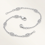RCJ - 14k White Gold Filigree Marquise Stationed Anklet - 10 - Silver - View 2
